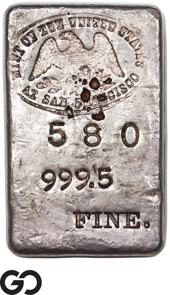 US Mint San Francisco 6.19 oz .9995 Fine Silver Poured Bar #580-7 Vintage Rare
