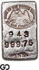 US Mint San Francisco 5.00 oz .99975 Silver Poured Bar Ingot Rare #943 Vintage