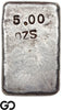 US Mint San Francisco 5.00 oz .99975 Silver Poured Bar Ingot Rare #943 Vintage