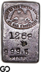 US Mint San Francisco 6.44 oz .9995 Fine Silver Ingot Bar #1268 Rare