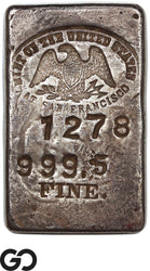 US Mint San Francisco 5.73 oz .9995 Fine Silver Ingot Bar #1278 Rare