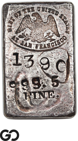 US Mint San Francisco 5.67 oz .9995 Fine Silver Ingot Bar #1390 Vintage Bullion