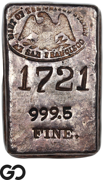 San Francisco Mint 6.59 oz .9995 Fine Silver Ingot Bar #1721-6 Vintage Bullion