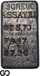 Scheuc Assayer 5.70 oz .987 Fine Silver Poured Bar Vintage Bullion *LUCY*