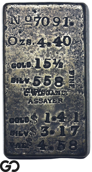 C. Wiegand Assayer Gold & Silver Ingot Bar 4.40 oz Gold Rush Era Rare Bullion