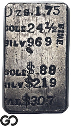 C. Wiegand Assayer Gold & Silver Ingot Bar 1.75 oz Rare