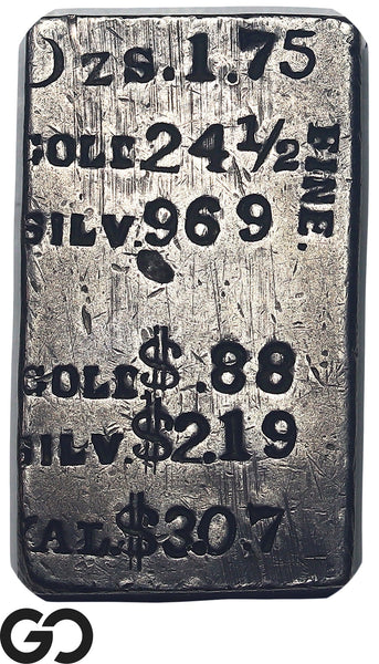 C. Wiegand Assayer Gold & Silver Ingot Bar 1.75 oz Rare