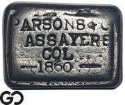 1860 Parsons & Co Assayers CO. Territory Silver Ingot Bar Rare Fantasy Piece