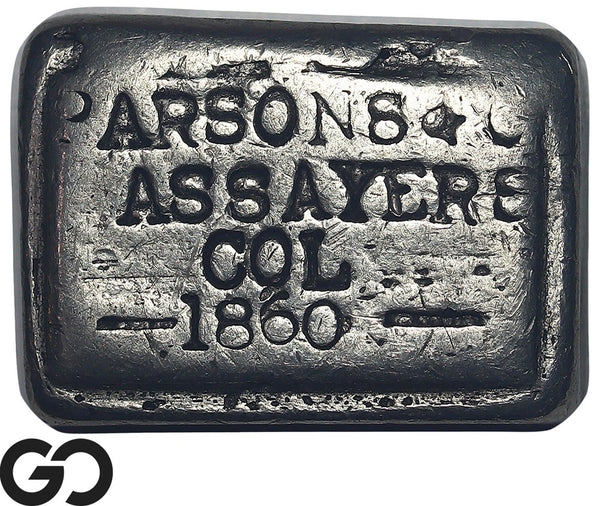 1860 Parsons & Co Assayers CO. Territory Silver Ingot Bar Rare Fantasy Piece