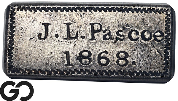 1868 J.L. Pascoe Silver Love Token Bar From a Friend Engraved Ingot