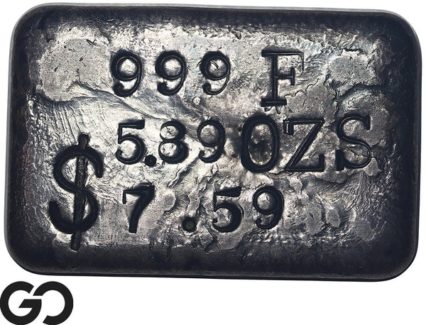 Silver King 5.89 oz .999 Fine Silver Poured Bar Vintage Hand Poured Bullion