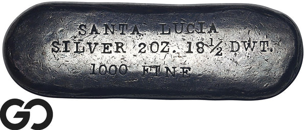 Santa Lucia Silver Bar 2oz 18.5 DWT 1000 Fine Poured Silver Bullion Ingot
