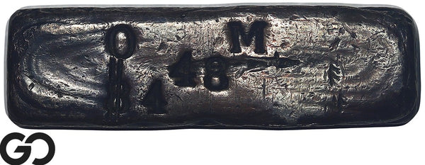 Vintage Hand Poured Silver Bar OM $4.48 Hallmark Monetized Bullion Ingot