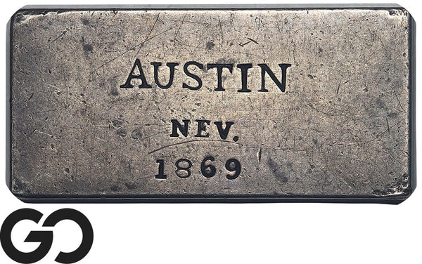 1869 Austin Nevada Silver Ingot Bar Rare Comstock Lode Era Mining Bullion