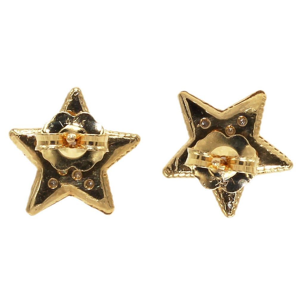 14K Yellow Gold Star Diamond Earrings, 24 Diamonds 0.12CTTW