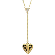 14K Yellow Gold "Two Hearts Together" Necklace, w/ Lab-Grown .10ct Diamond
