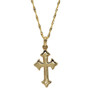 14K Yellow Gold Cross Pendant Necklace, w/ 18" Singapore Chain
