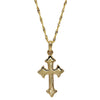 14K Yellow Gold Cross Pendant Necklace, w/ 18" Singapore Chain