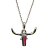 14K White Gold Texas Longhorn Pendant Necklace w/ Natural Red Ruby