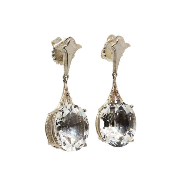 Sterling Silver and White Topaz Dangle Earrings