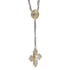 One of a Kind Y-Drop Braided Cross Necklace, 18K Yellow Gold and Sterling Silver