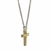 Men's Cross Pendant Necklace in Sterling Silver and 14K Yellow Gold