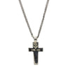 Men's Cross Pendant Necklace in Sterling Silver and 14K Yellow Gold