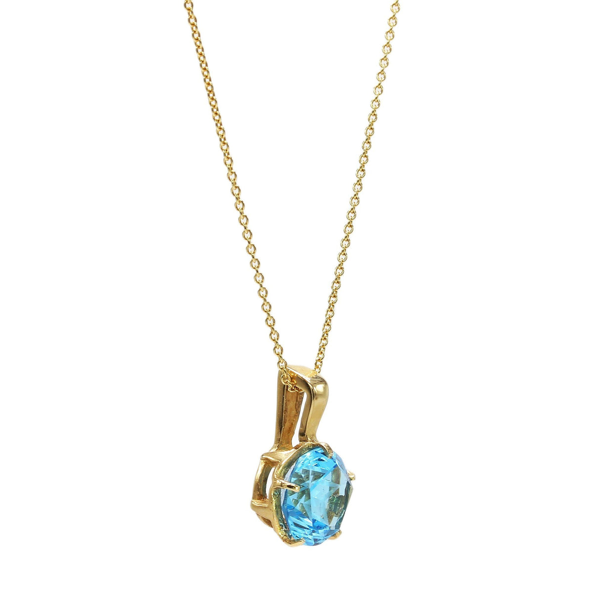 14K Yellow Gold Texas Star Pendant w/ 10x10mm Round Blue Topaz Stone ...