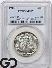 1942-D Walking Liberty Half Dollar PCGS MS-67 ** Beautiful Coin!