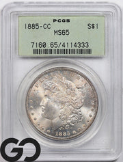 1885-CC Morgan Silver Dollar Silver Coin PCGS MS-65 ** Old Green PCGS Holder!